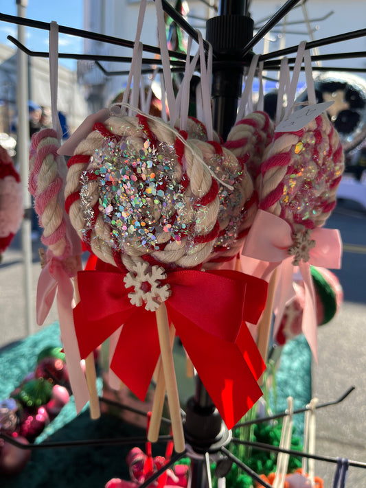Red Macrame Lollipop